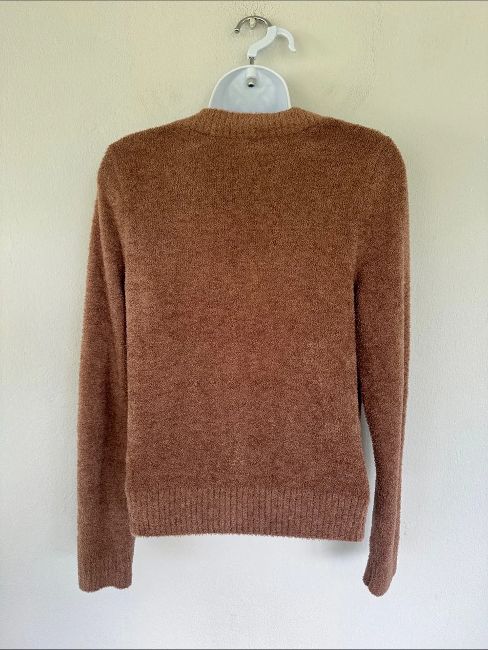 Abercrombie kids light brown fuzzy chenille button front cardigan sweater 13/14